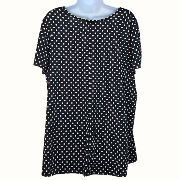 Mandy Evans Black and White Polka Dot Print Short Sleeve Tunic Top Plus Size - Picture 3 of 5